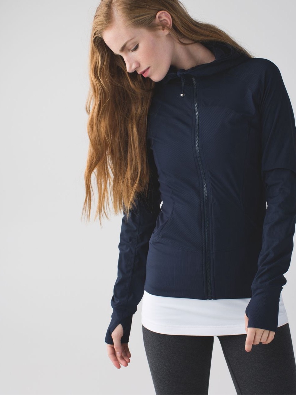 Women's Lululemon In Flux Jacket Inkwell Navy Blue Zip-Up Hooded Reversible Gym